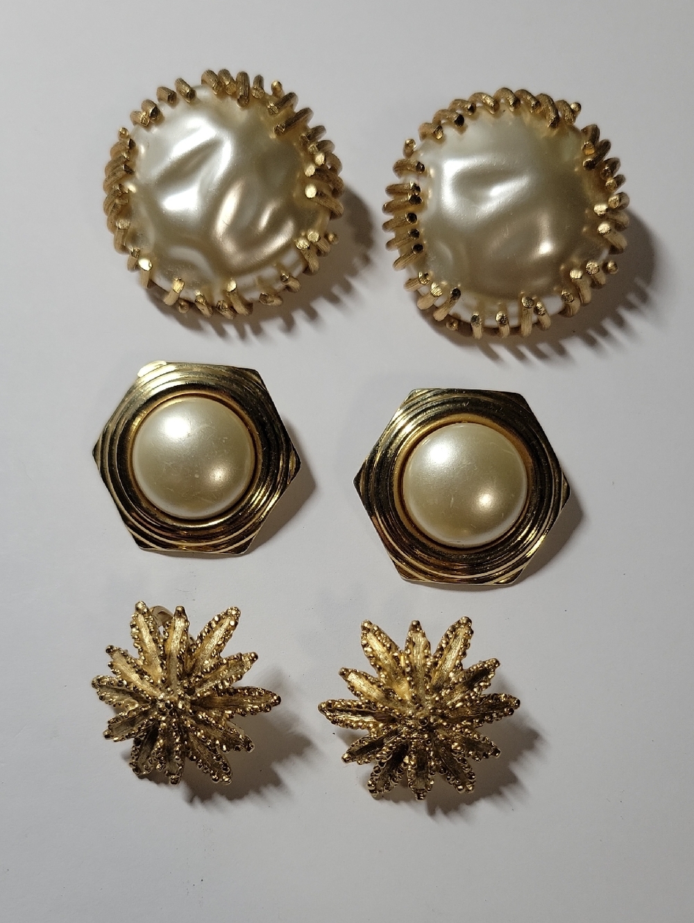 Gold tone and Pearl Women's Earring Lot